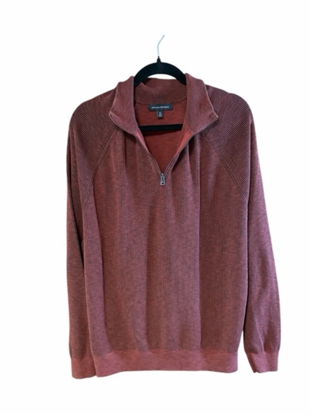 Banana Republic Men’s Burgundy Ribbed‎ Quarter Zip Sweater